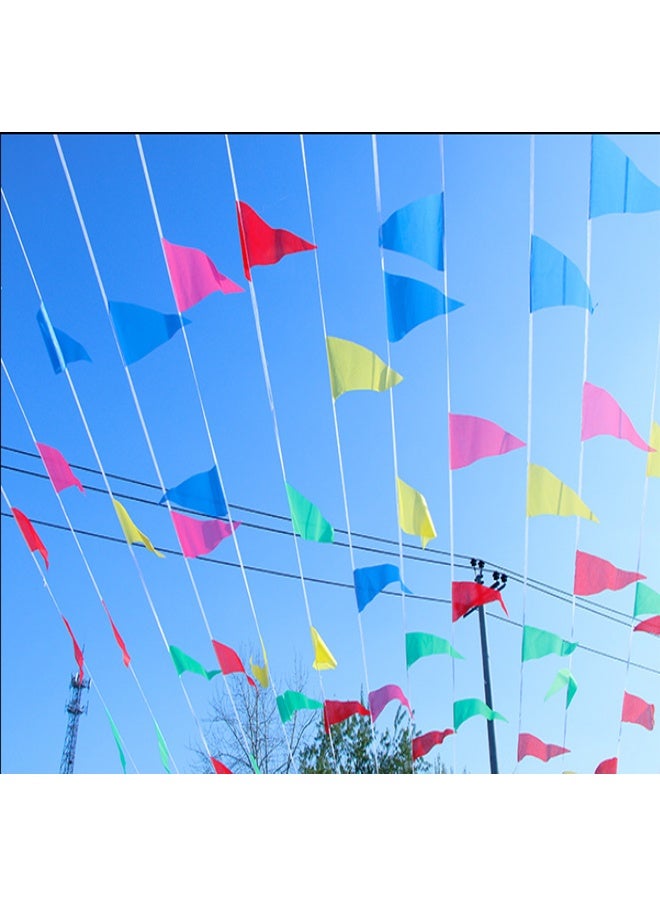 100 meter multi colored flag, including 150 triangular flags, used as fabric decorative flags for birthdays, weddings, outdoor and indoor activities, party decorations, and yard picnic - Image 1